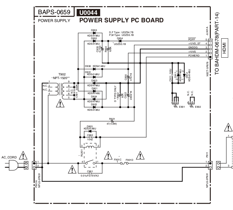 onkyo power supply schematic